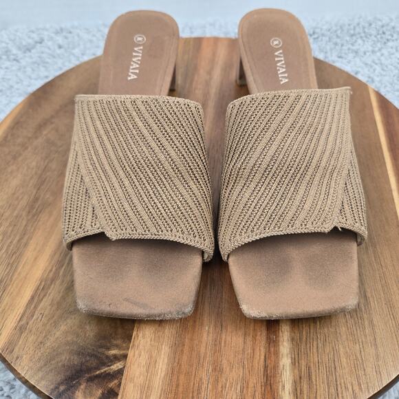 Vivaia Womens 36 Jade Almond Square Open Toe Business Casual Block Heel Slide - Picture 6 of 12